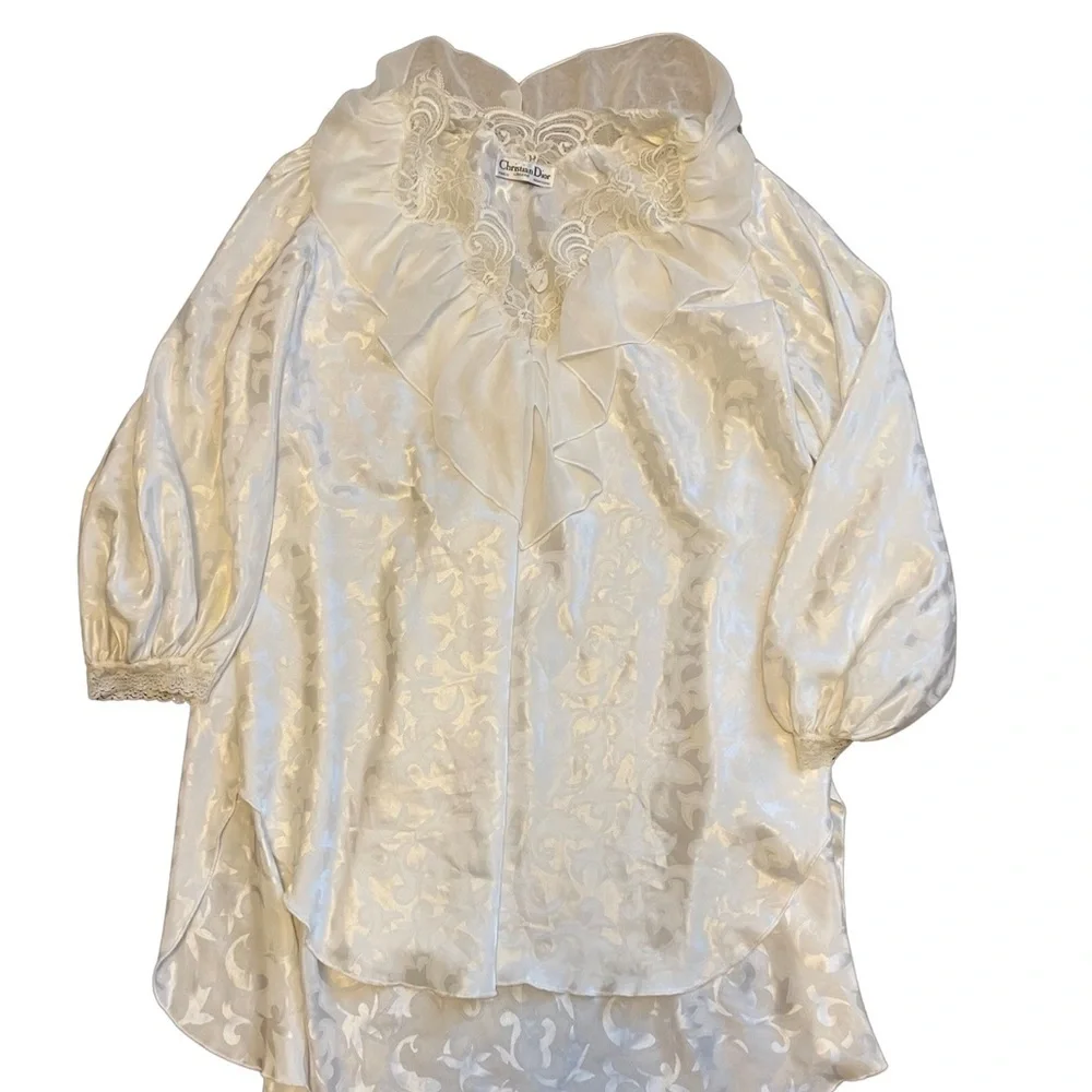 Christian Dior vintage Union Made in USA floral/paisley print/ Small night shirt - Picture 12 of 16